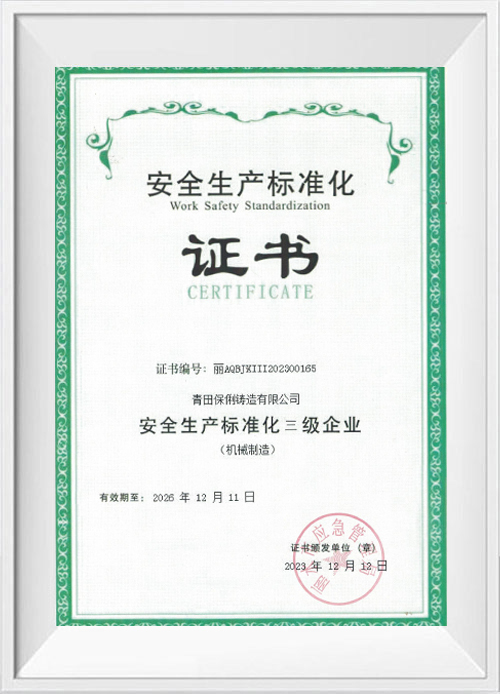 Work Safety Standardisation Certificate